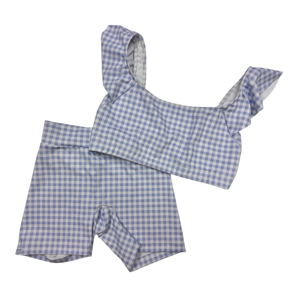Blue Gingham Two-Piece work out set